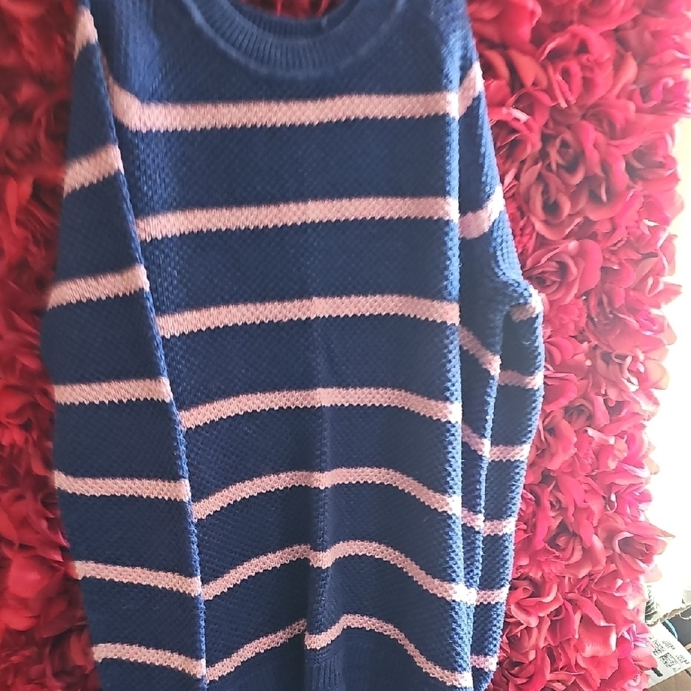 Old Navy Wonen's Striped Blue and Pink Sweater Size XLarge